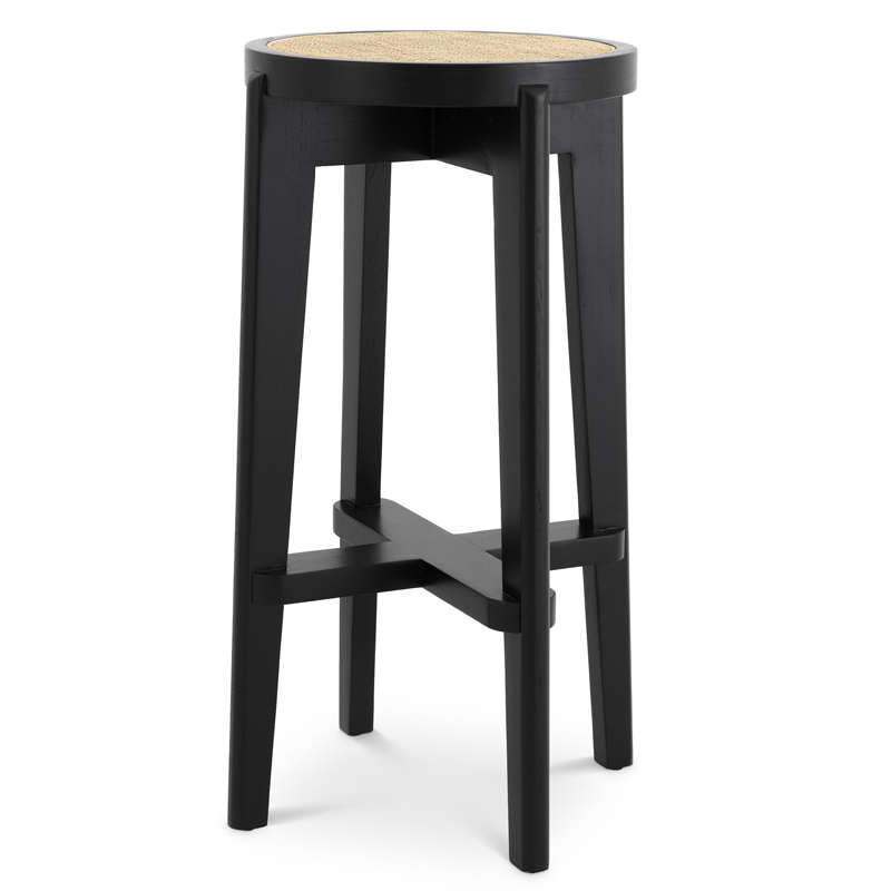 Барный стул Eichholtz Bar Stool Dareau black Бежевый Черный в Санкт-петербурге | Loft Concept 