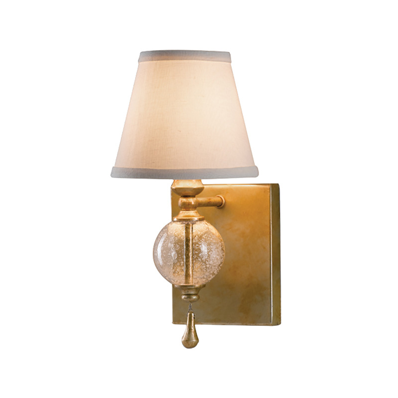 Бра со стеклянным шарообразным декором с пузырьками и бежевым абажуром Feiss Серебряный Белый Бежевый в Санкт-петербурге | Loft Concept 