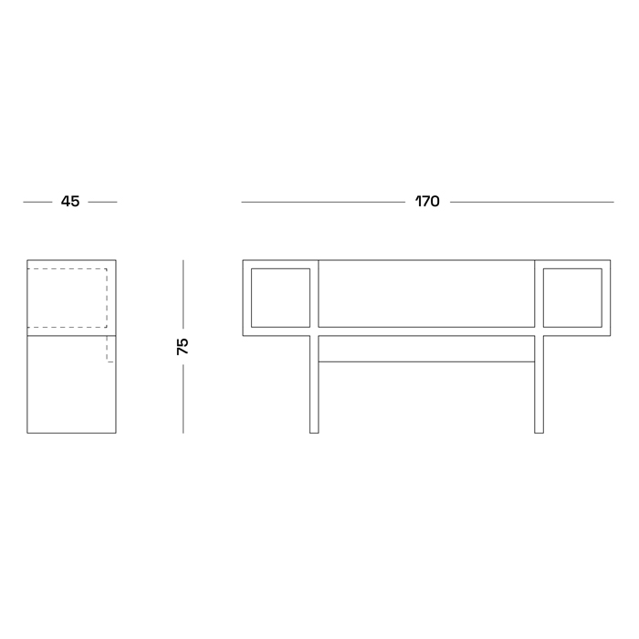 Дизайнерская скамейка Poltronova Canton  Beech and Black Bench в Санкт-петербурге