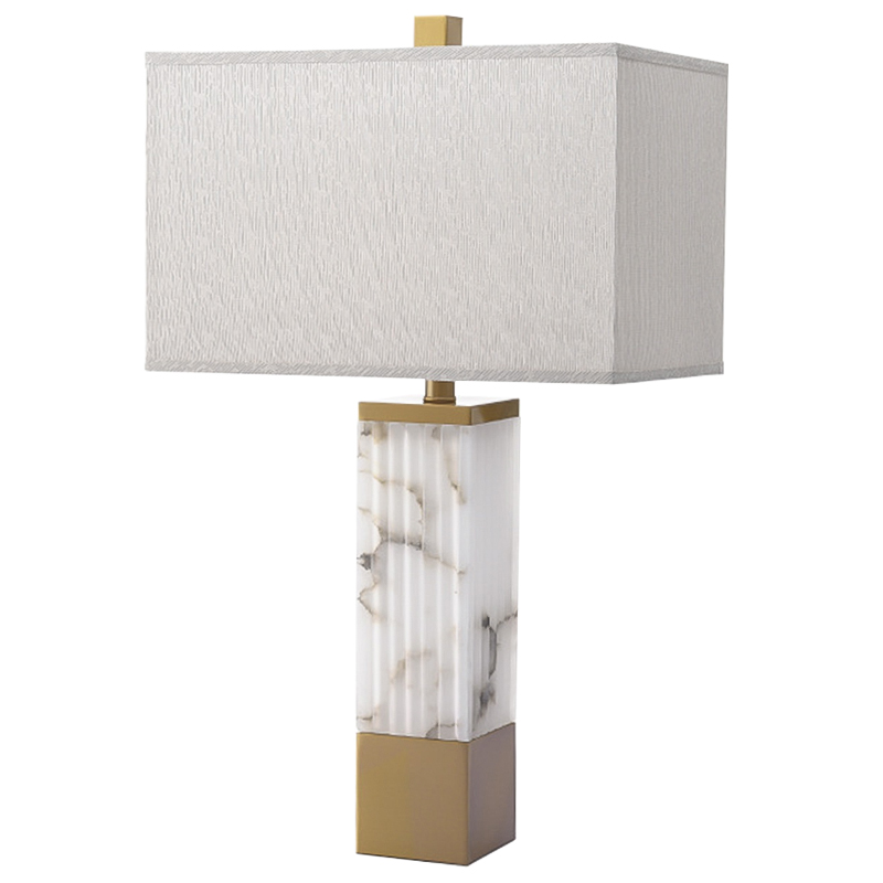 Настольная лампа Blanchefleur Marble Table Lamp Белый Мрамор Bianco Серый Латунь в Санкт-петербурге | Loft Concept 