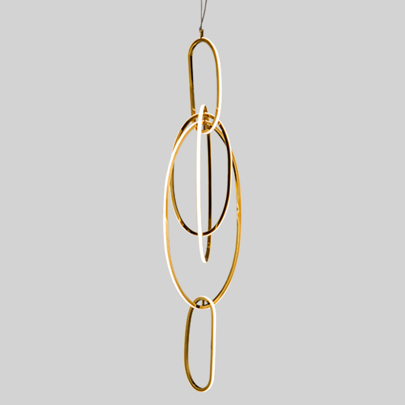 Люстра Vertical Gold Oval Rings Chandelier Золотой в Санкт-петербурге | Loft Concept 