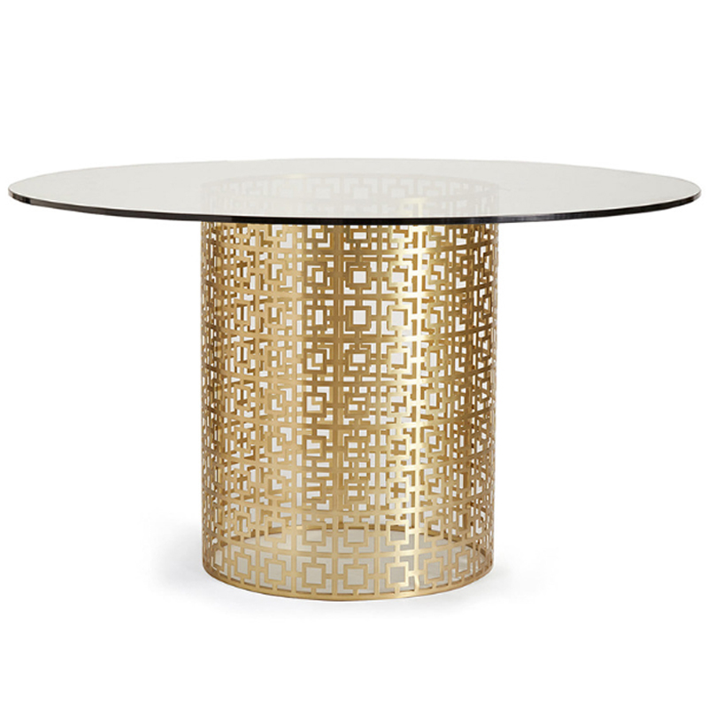 Обеденный стол Jonathan Adler Nixon Dining Table столешница Стекло Золотой Прозрачный в Санкт-петербурге | Loft Concept 