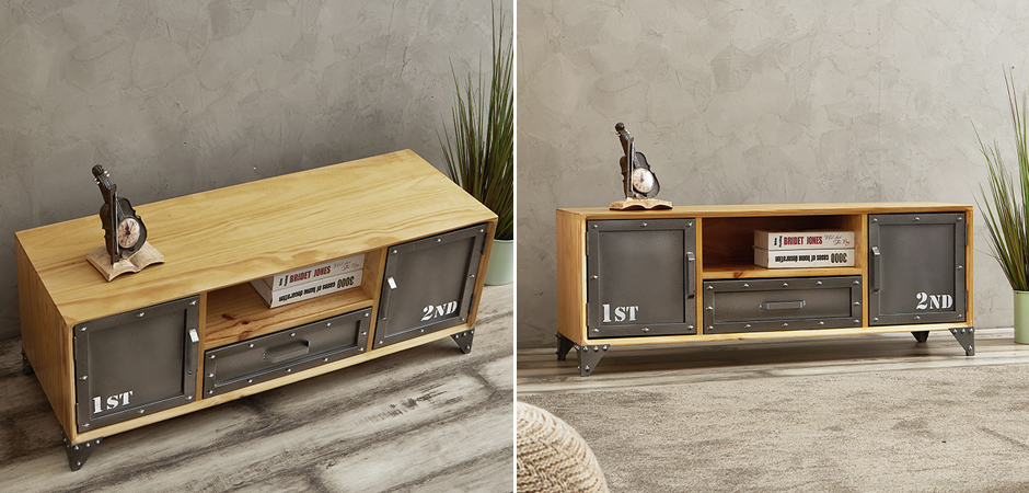 ТВ-тумба Loft Metal and Wood Double - Loft-Concept в Санкт-петербурге