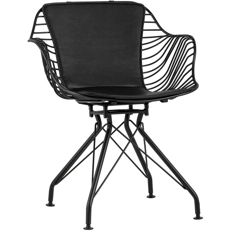 Стул Bertoia с подлокотником Chair Black metal Черный в Санкт-петербурге | Loft Concept 