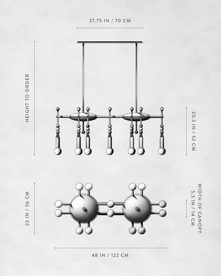 Линейная Люстра TALISMAN 14 патронов по дизайну студии Apparatus в Санкт-петербурге