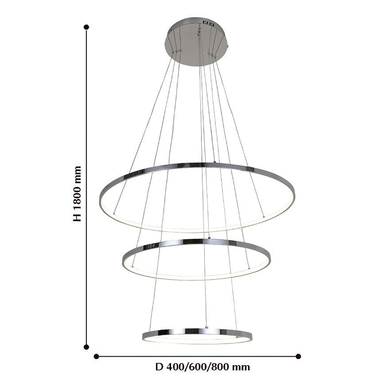 Кольцевая люстра цвета хром из трех колец в Санкт-петербурге