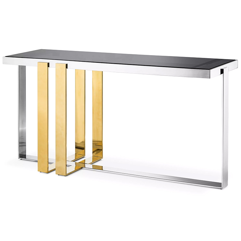 Консоль Eichholtz Console Table Belgo Золотой Серебряный Стекло Смок в Санкт-петербурге | Loft Concept 