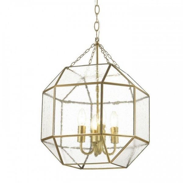 Подвесной светильник Glass & Metal Cage Pendant Gold 4 Глянцевое золото в Санкт-петербурге | Loft Concept 