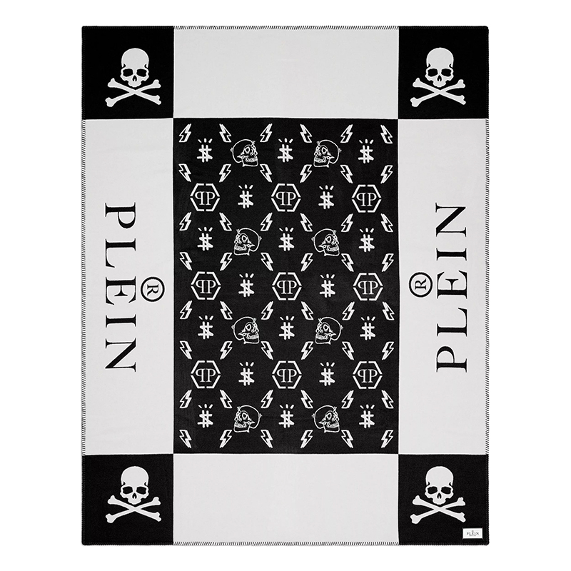 Плед Philipp Plein Plaid Cashmere Skull Черно-белый в Санкт-петербурге | Loft Concept 