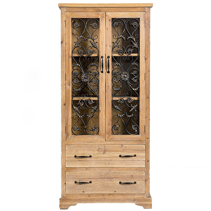 Шкаф Filibert Provence Wood Cabinet Коричневый Черный Прозрачное Стекло Древесина в Санкт-петербурге | Loft Concept 