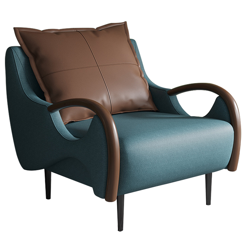 Кресло Oliwier Blue Armchair Синий Коричневый в Санкт-петербурге | Loft Concept 