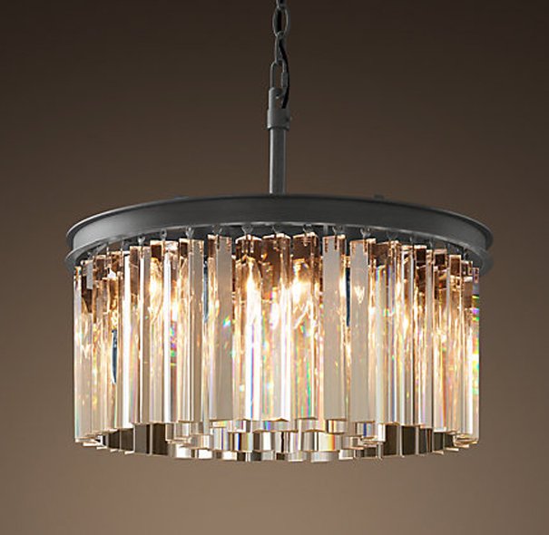 Люстра RH Rhys Clear Glass Prism Round Chandelier 40 Черный в Санкт-петербурге | Loft Concept 