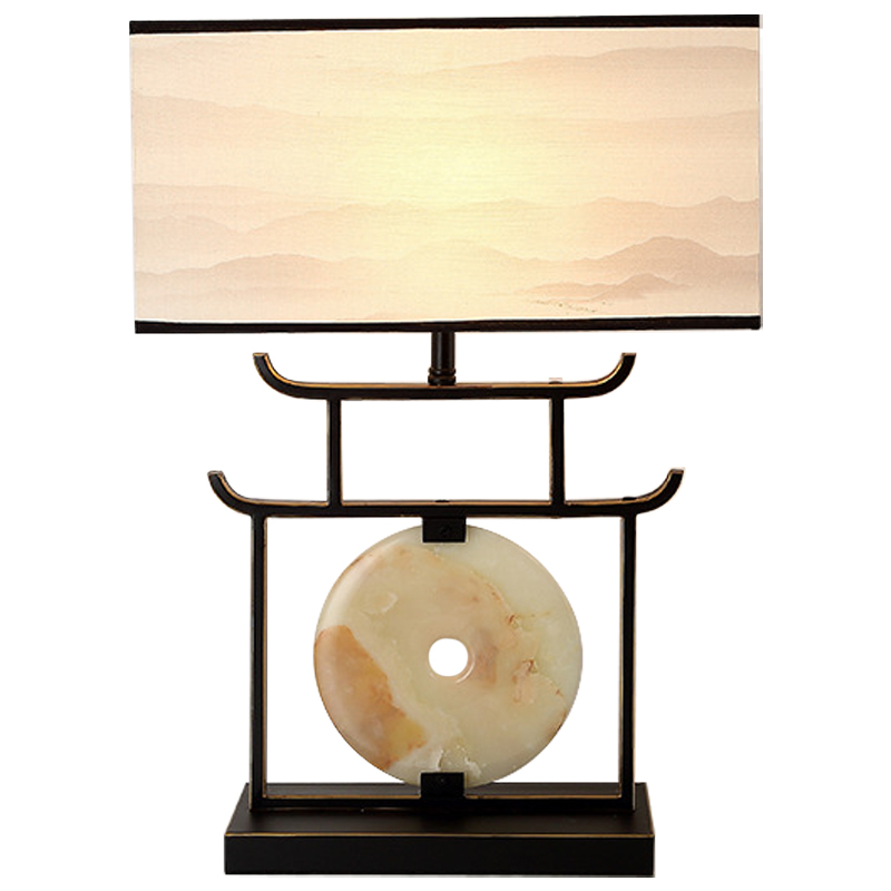 Настольная лампа с абажуром Chinese Style Modern Table Lamp Черный Бежевый Золотой в Санкт-петербурге | Loft Concept 