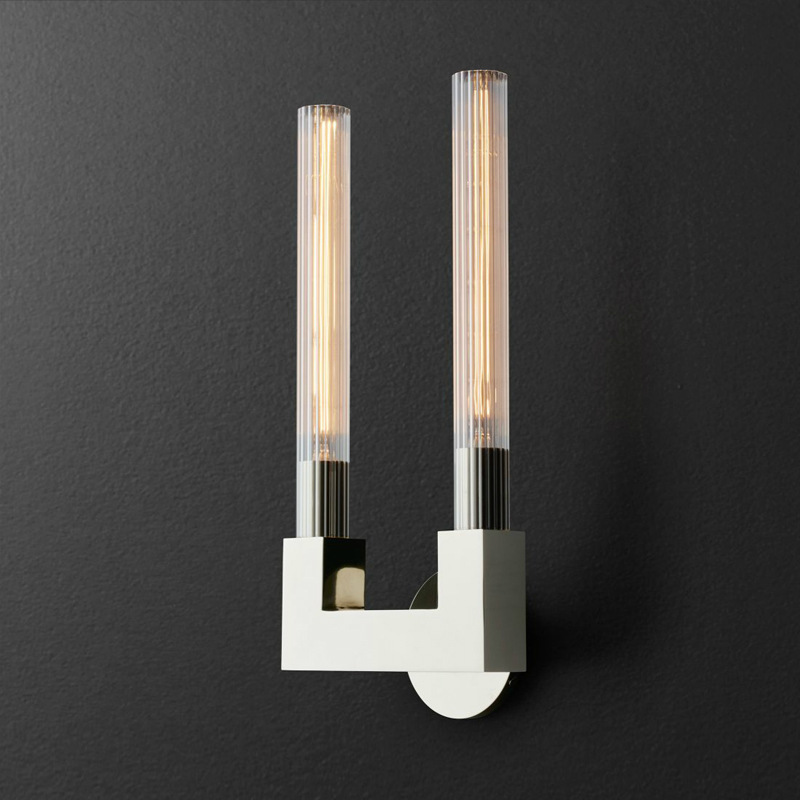 Бра RH CANNELLE wall lamp DOUBLE Sconces Chrome Хром Прозрачное Стекло в Санкт-петербурге | Loft Concept 