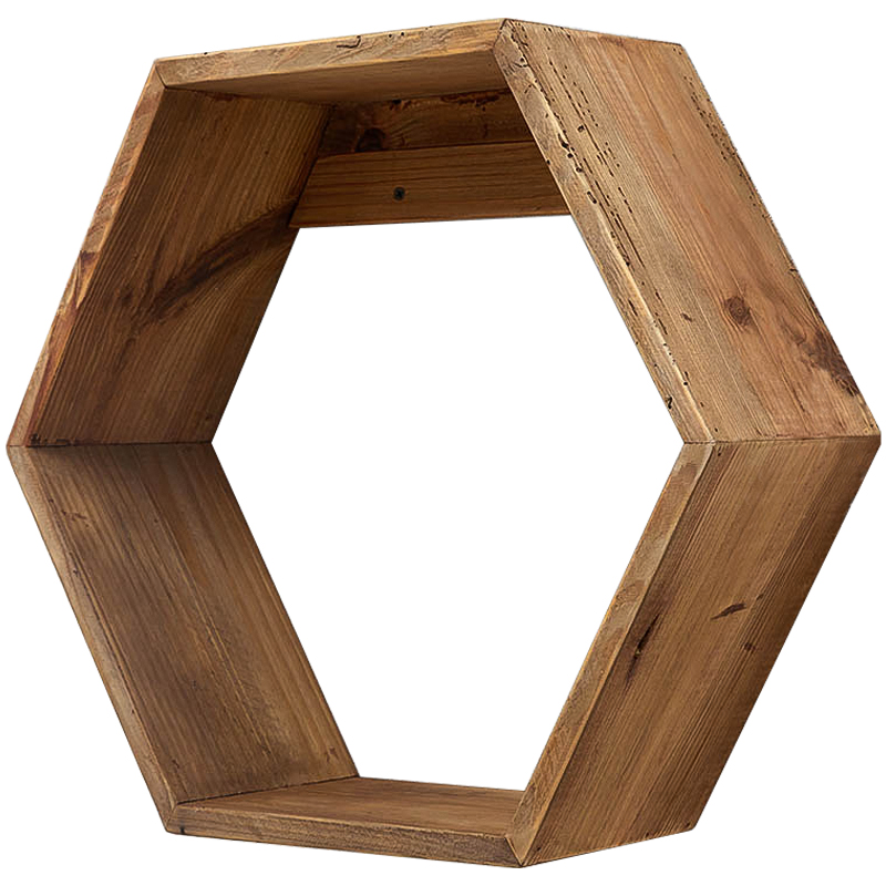 Деревянная полка в виде шестиугольника Wood Honeycomb Shelf Коричневый в Санкт-петербурге | Loft Concept 