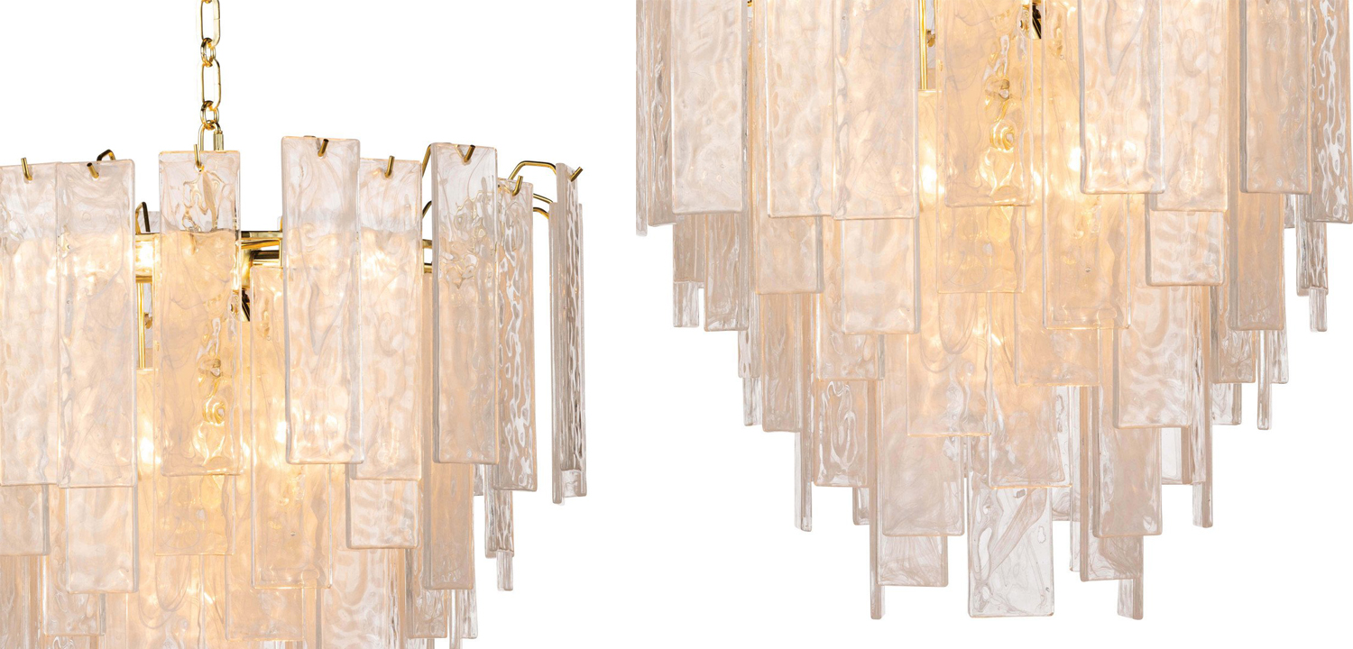 Люстра Textured Glass Chandelier Rectangular Pendants - фото