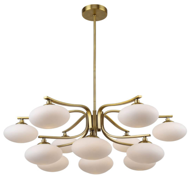 Oval Balls Mushrooms Chandelier 13 Brass Латунь Прозрачный белый в Санкт-петербурге | Loft Concept 