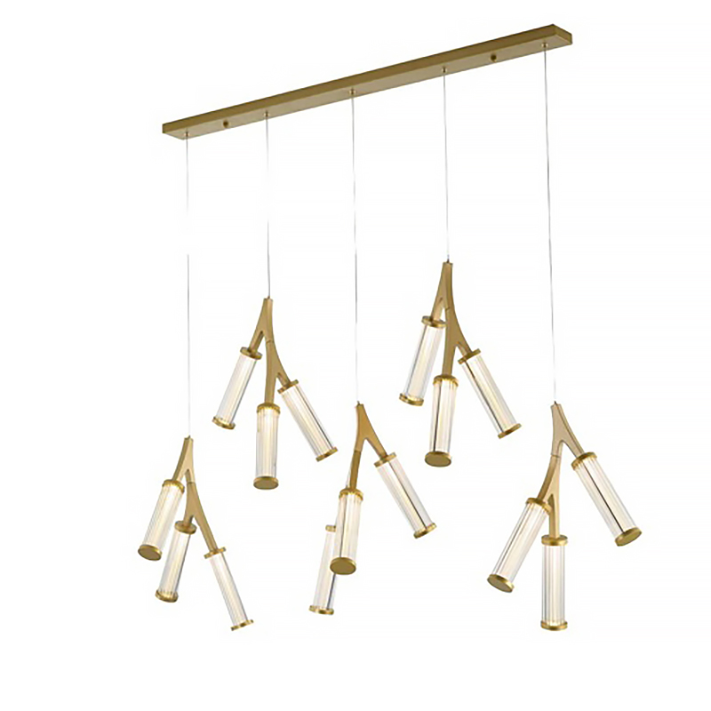 Люстра Cylinder Branches Chandelier Gold 15 Золотой Прозрачный в Санкт-петербурге | Loft Concept 