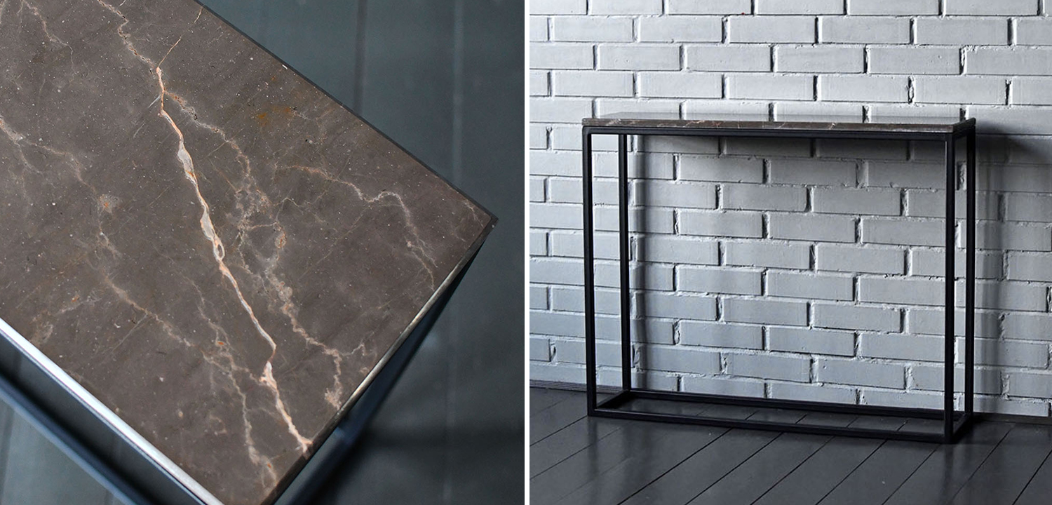 Консоль с коричневой мраморной столешницей Different Marble Brown - фото