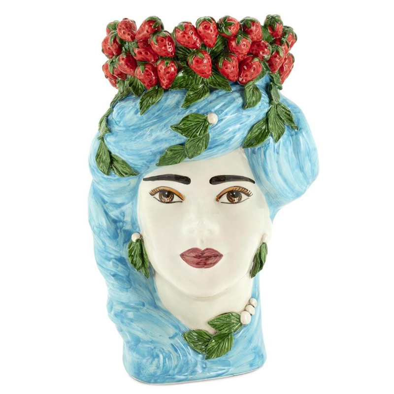 Ваза VASE STRAWBERRIES HEAD LADY BIG Blue Красный Голубой в Санкт-петербурге | Loft Concept 