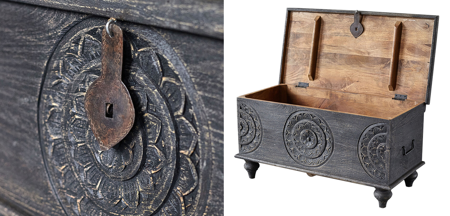 Сундук резной Tushar Carved Wood Chest - фото
