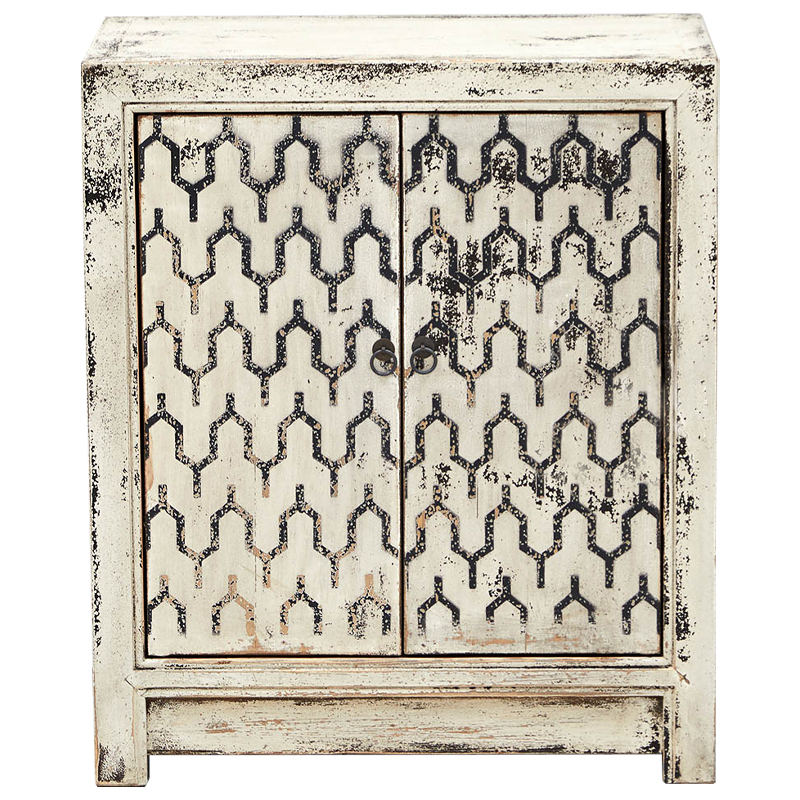 Комод в восточном стиле с геометрическим рисунком на дверцах Khushi Chest of Drawers ivory ( слоновая кость ) Черный Древесина в Санкт-петербурге | Loft Concept 