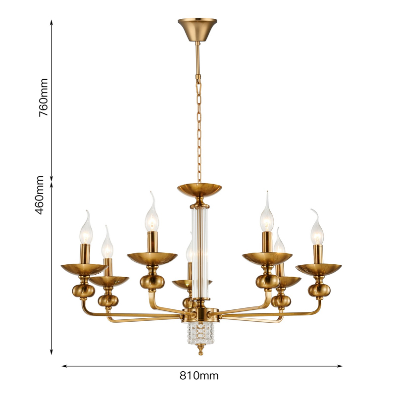 Люстра бронзового цвета со стеклянным декором Candelabrum D75 см в Санкт-петербурге