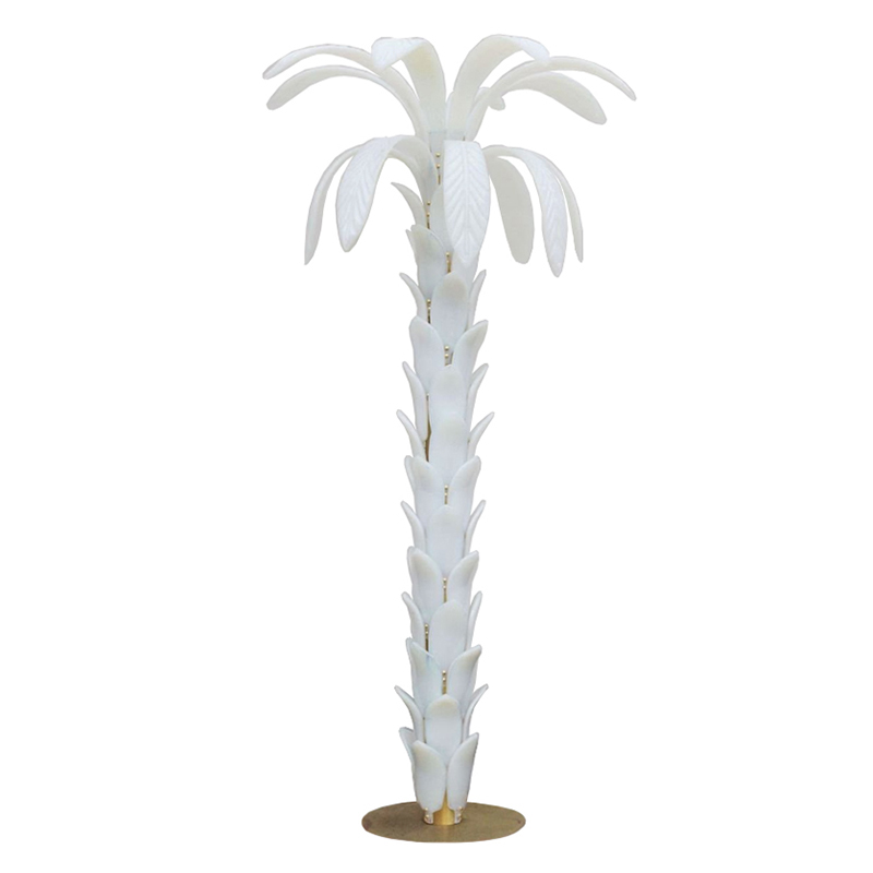 Дизайнерская Торшер Пальма из Белого Стекла Модерн ХХ века Murano Glass Palm-Shaped Floor Lamp ivory ( слоновая кость ) Золотой в Санкт-петербурге | Loft Concept 