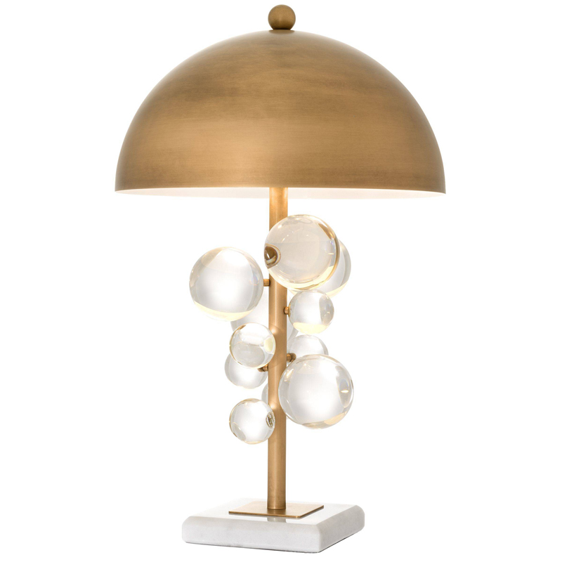 Настольная лампа Eichholtz Table Lamp Floral Латунь Античная полированная Прозрачное Стекло Белый в Санкт-петербурге | Loft Concept 