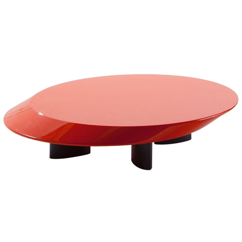 Кофейный стол Ellipse Red Glossy Coffee Table Красный Черный в Санкт-петербурге | Loft Concept 