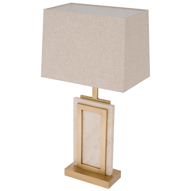 Настольная лампа Eichholtz Table Lamp Murray Travertine Бежевый Латунь в Санкт-петербурге | Loft Concept 