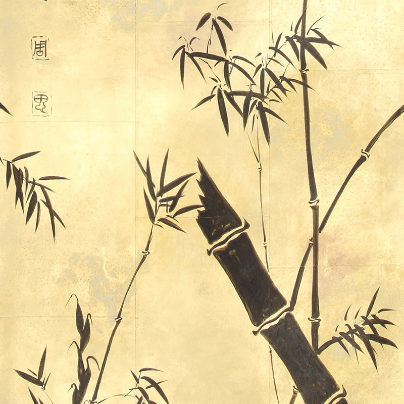 Обои ручная роспись Bamboo Quicksilver on Warm Gold gilded tea paper Обои ручная роспись Bamboo Quicksilver on Warm Gold gilded tea paper в Санкт-петербурге | Loft Concept