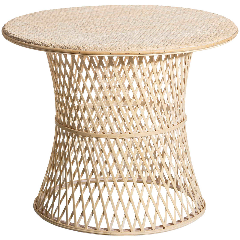 Круглый приставной стол из бамбука Woven Bamboo Side Table Бежевый в Санкт-петербурге | Loft Concept 