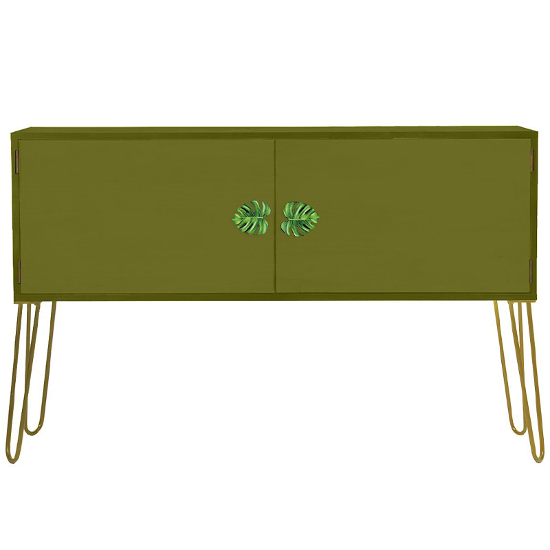 Комод длинный Monstera Green Chest of Drawers Зеленый Оливковый в Санкт-петербурге | Loft Concept 