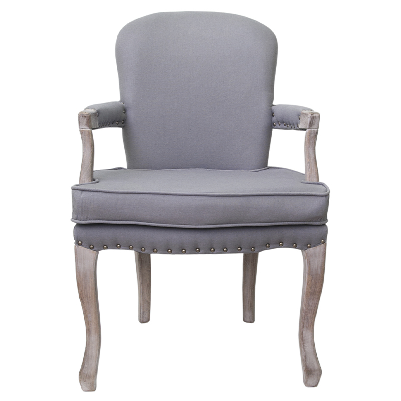 Кресло Aubrey Classical Armchair grey flax Серый Коричневый в Санкт-петербурге | Loft Concept 