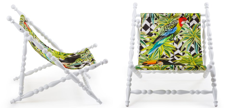Стул Seletti Heritage Foldable Deckchair Parrots white - Loft-Concept в Санкт-петербурге