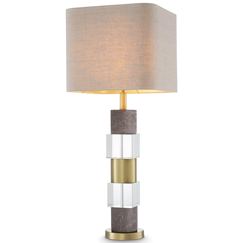 Настольная лампа Eichholtz Table Lamp Cullingham Grey Marble Латунь Прозрачное Стекло Серый Бежево-серый в Санкт-петербурге | Loft Concept 