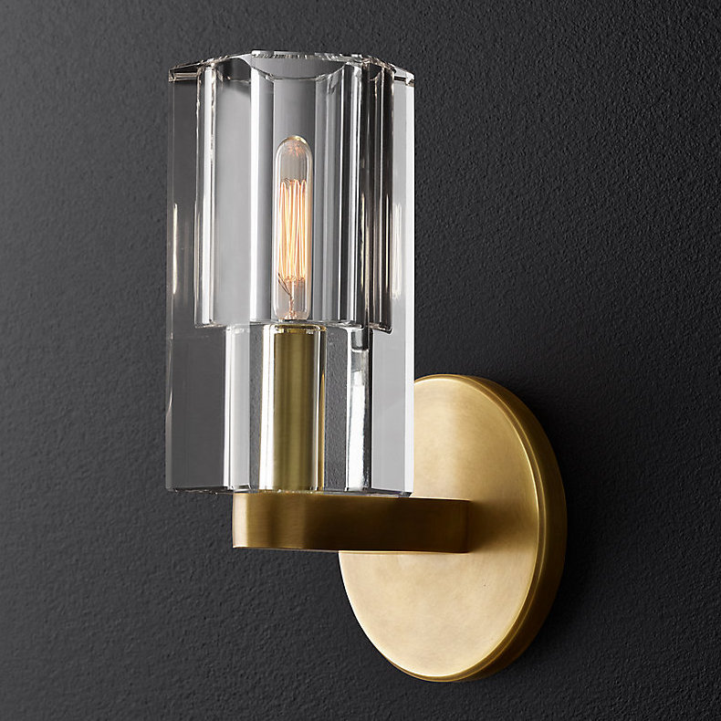 Бра Restoration Hardware Arcachon Single Sconce Прозрачное Стекло Латунь в Санкт-петербурге | Loft Concept 