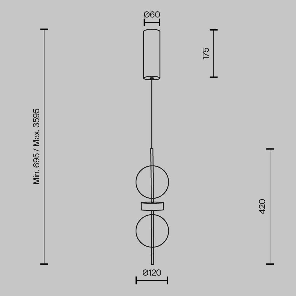 Подвесной светильник с плафоном из стекла с зеркальным градиентом Double Moon в Санкт-петербурге