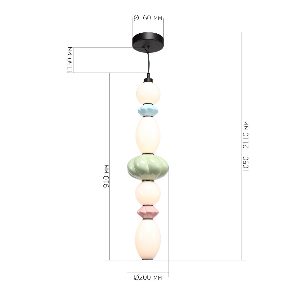 Подвесной светильник фигурный с керамическими элементами 32W LED Fragrant Light в Санкт-петербурге