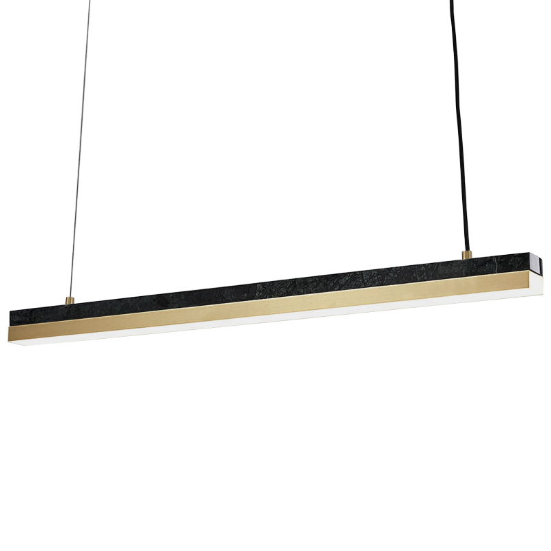 Линейный подвесной светильник Dominik Marble Linear Hanging Lamp Черный Мрамор Nero Золотой в Санкт-петербурге | Loft Concept 