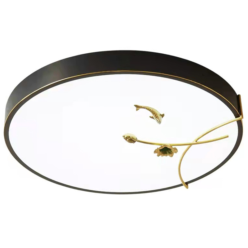 Круглый потолочный светильник Gold Fish Round Ceiling Lamp Black Черный Черный Белый Зеленый в Санкт-петербурге | Loft Concept 