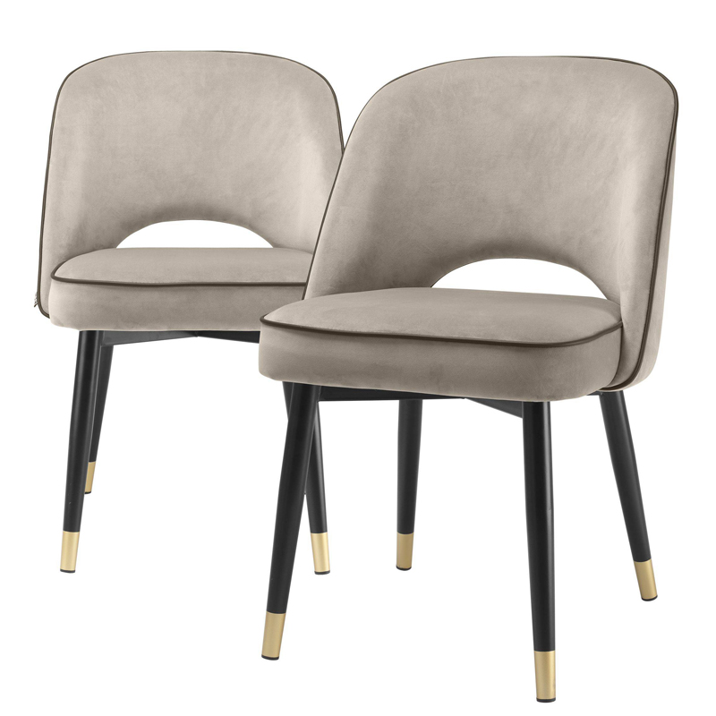 Комплект из двух стульев Eichholtz Dining Chair Cliff set of 2 greige Бежево-серый Черный Латунь в Санкт-петербурге | Loft Concept 