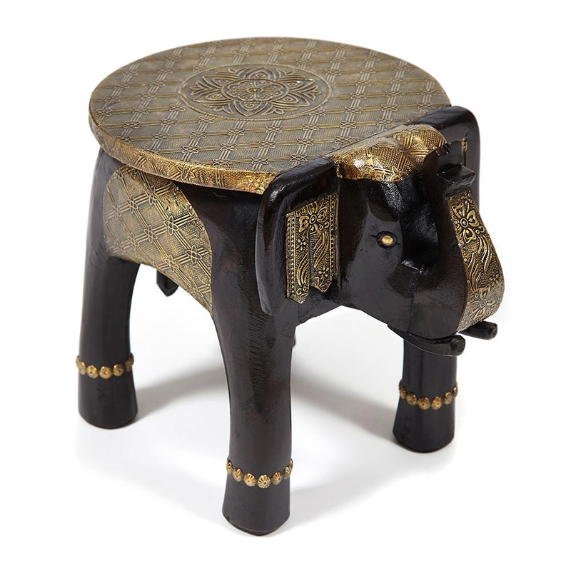 Журнальный стол Antique Indian Brass Mango Wood Elephant Table Черный Латунь в Санкт-петербурге | Loft Concept 