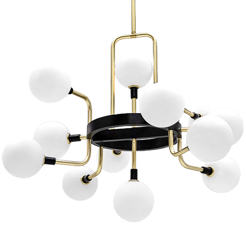 Люстра TECH Lighting Viaggio Chandelier 12 Черный Белый Глянцевое золото в Санкт-петербурге | Loft Concept 