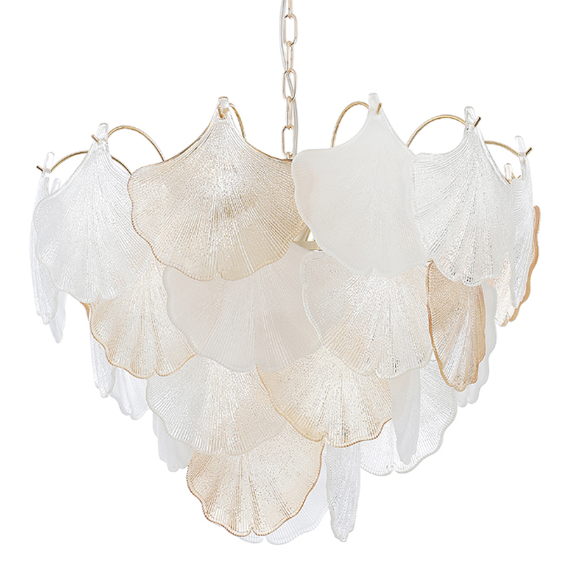 Люстра с рельефными стеклянными элементами в форме листьев Textured Glass Chandelier Золотой Прозрачный Белый Янтарный Люстра с рельефными стеклянными элементами в форме листьев Textured Glass Chandelier Золотой Прозрачный Белый Янтарный в Санкт-петербурге | Loft Concept