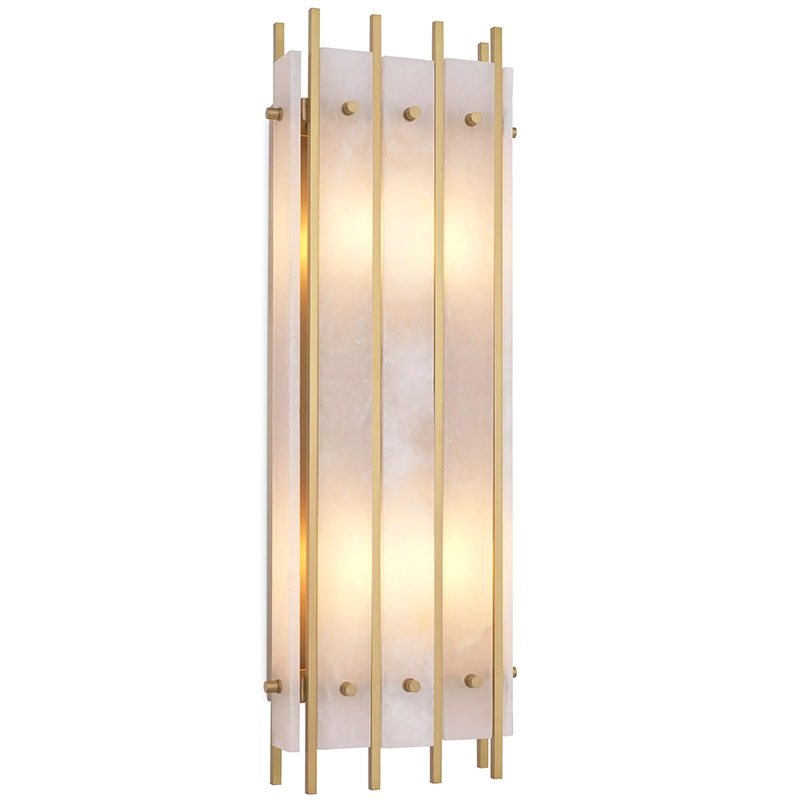 Бра Eichholtz Wall Lamp Sparks L Alabaster Латунь Бежевый Белый Мрамор Bianco в Санкт-петербурге | Loft Concept 