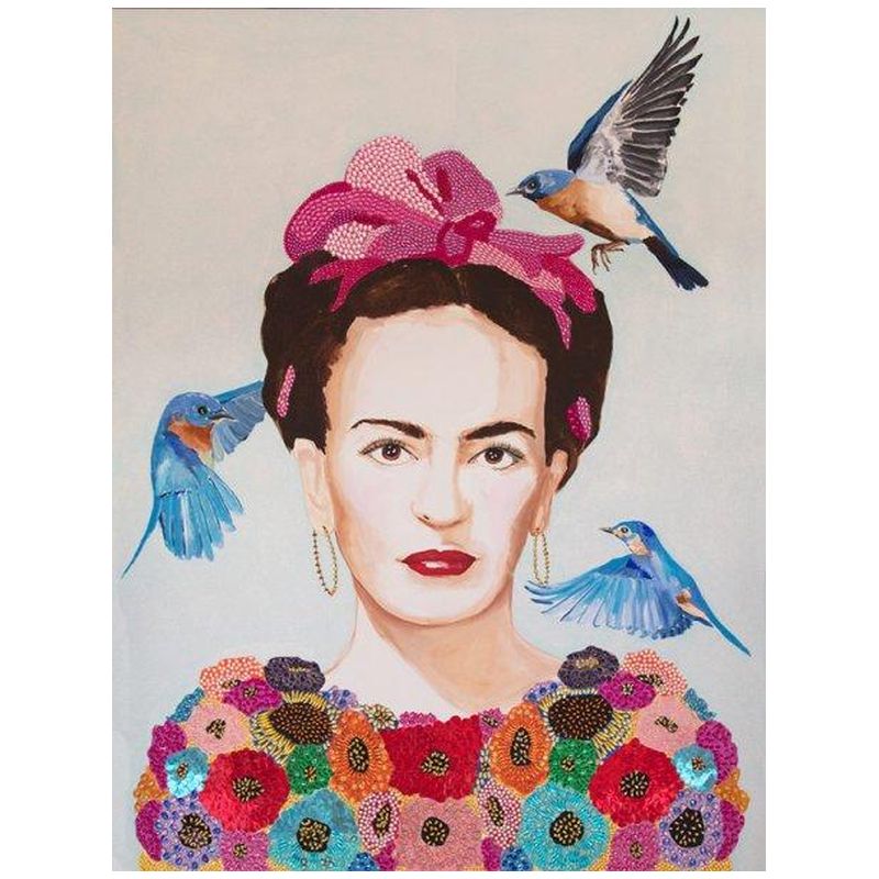 Картина “Frida with Bedazzled Flower Dress and Three Blue Birds” Мульти в Санкт-петербурге | Loft Concept 