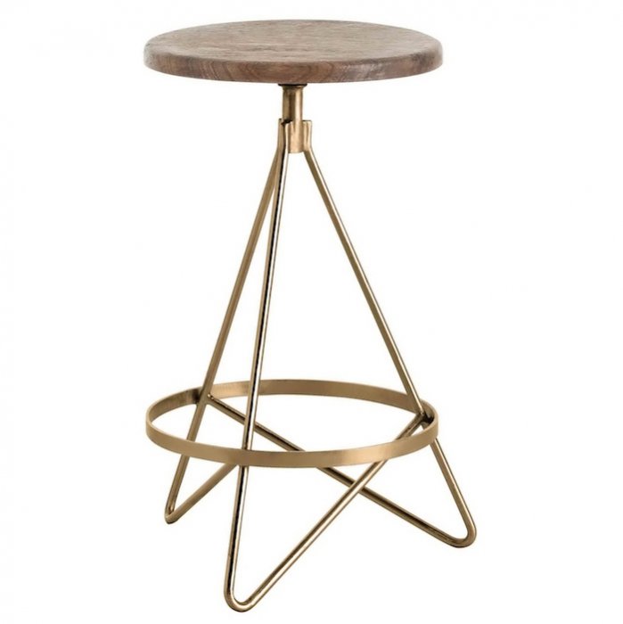 Барный стул Industrial Vintage Brass Iron Swivel Bar Stool Золотой Коричневый в Санкт-петербурге | Loft Concept 