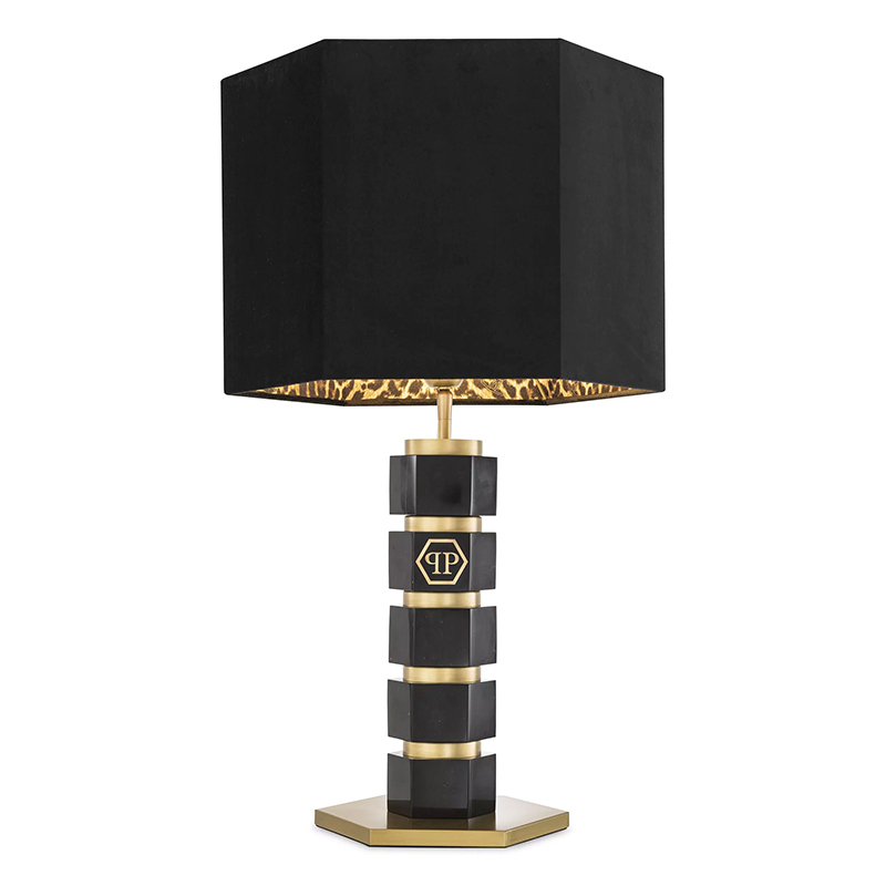 Настольная лампа Philipp Plein Table Lamp Hexagon Черная Черный Золотой Коричневый в Санкт-петербурге | Loft Concept 